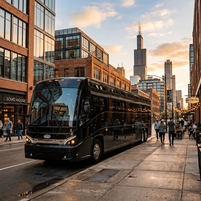 Coach bus for very large group events in Chicago