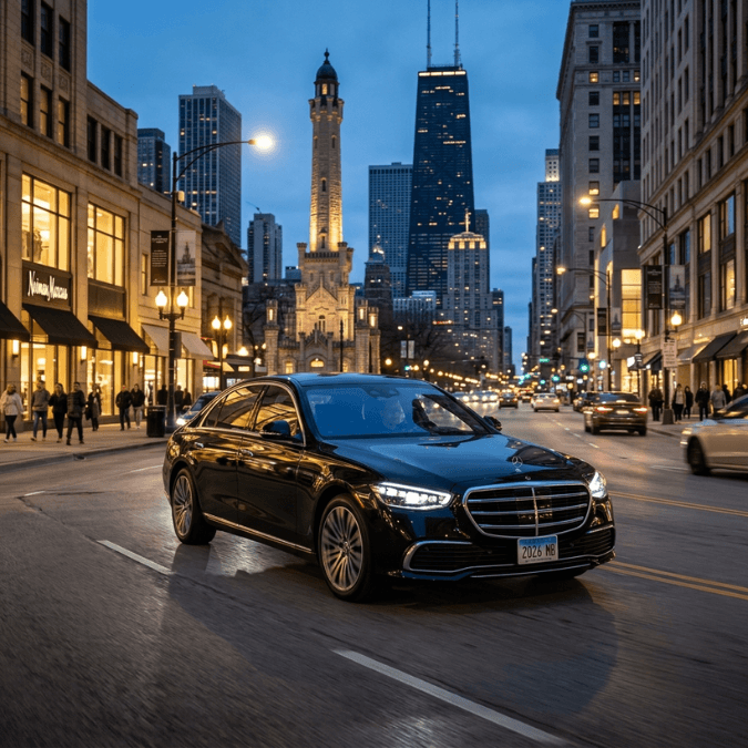 Mercedes-Benz S-Class black car service in Orland Park and Chicago