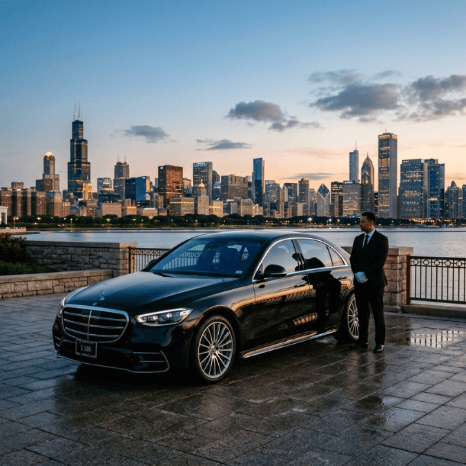 Mercedes-Benz S-Class luxury sedan for black car service in Chicago