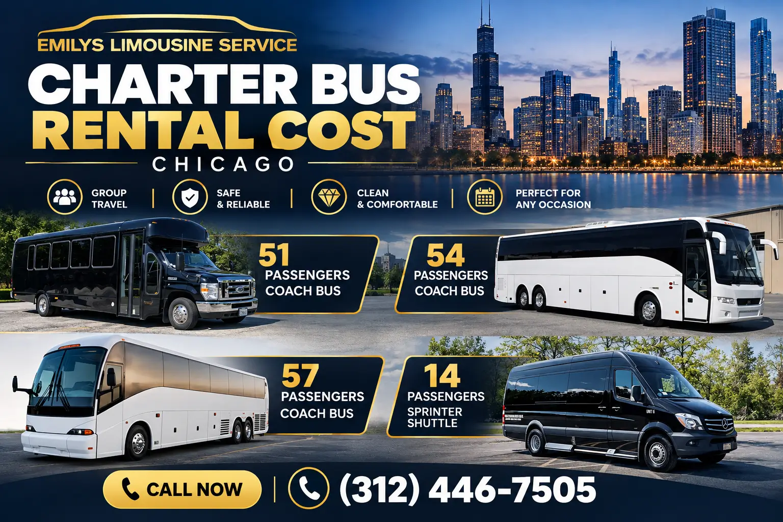 Charter bus rental cost Chicago
